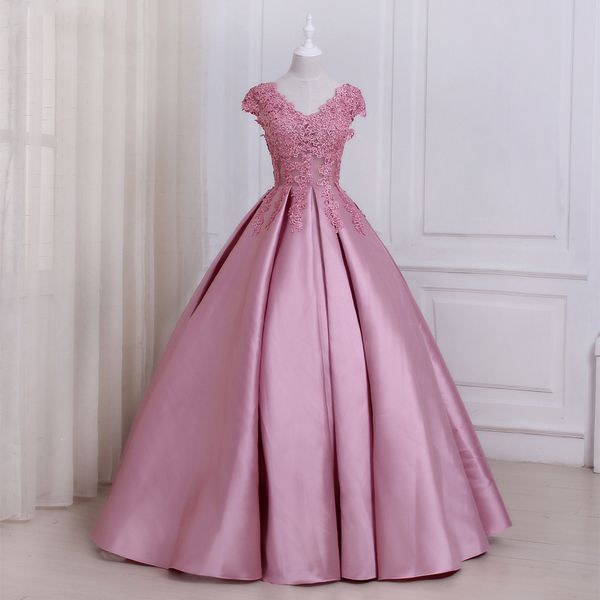 

pink prom dress with cap sleeves lace appliques beading long formal party dress vestidos de festa plus size, Black