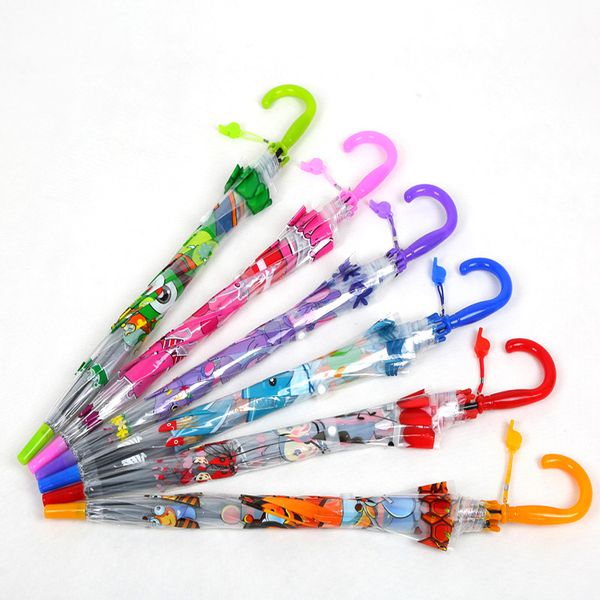 

16 designs transparent cartoon children's umbrella pvc environmentally friendly children's umbrella primary school children's