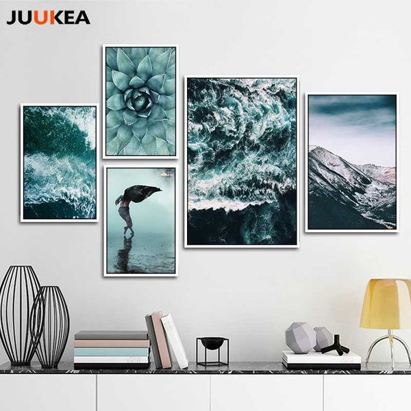 

green sea nature plants mountains landscapes set scenery, canvas print painting poster art, wall decor home decoration art