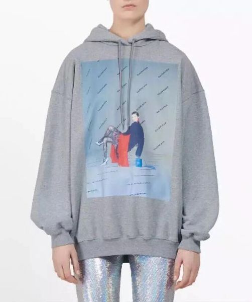 

2019 серое письмо мультфильм печати Женские толстовки с толстовки высокого класса