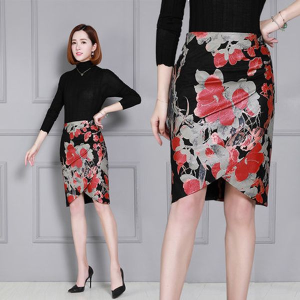 

2018 новая мода натуральная овечья кожа юбка k52, Black