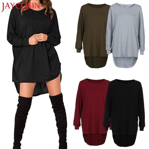 

women's solid long sleeve blouse casual o neck irregular hem blouse womens sweatshirt dropshiping oct.24, Black
