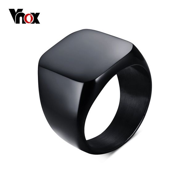 

vnox smooth men's black rock punk rings cool fashion individuality ring for men party jewelry, Golden;silver