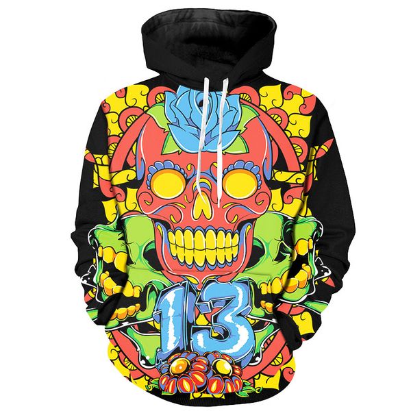 

новых моды лотос череп смешных 3d печать толстовка мода одежда женщина мужчины толстовка толстовка повседневного пуловеры k19, Black