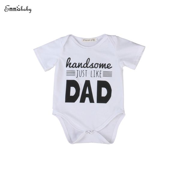 

newborn toddler infant baby boys casual short sleeve o-neck dad letter white bodysuits playsuit outfit summer clothes 0-18m, Blue