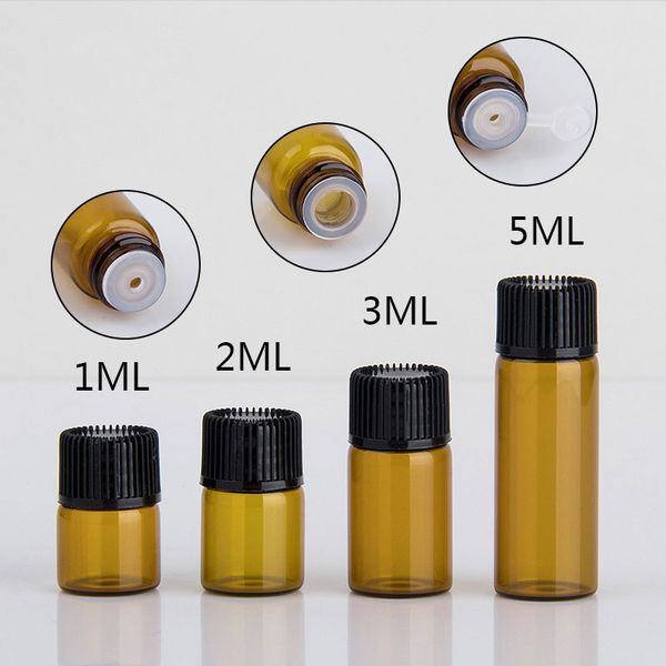 

1ml 2ml 3ml 5ml amber dropper mini glass bottle essential oil display vial small serum perfume brown sample container