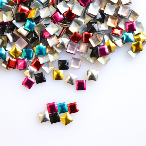 

1000pcs mixed deep color 3mm square rivet 3d nail art tips metal diy decorations accessory nail art studs styling tools nc216, Silver;gold