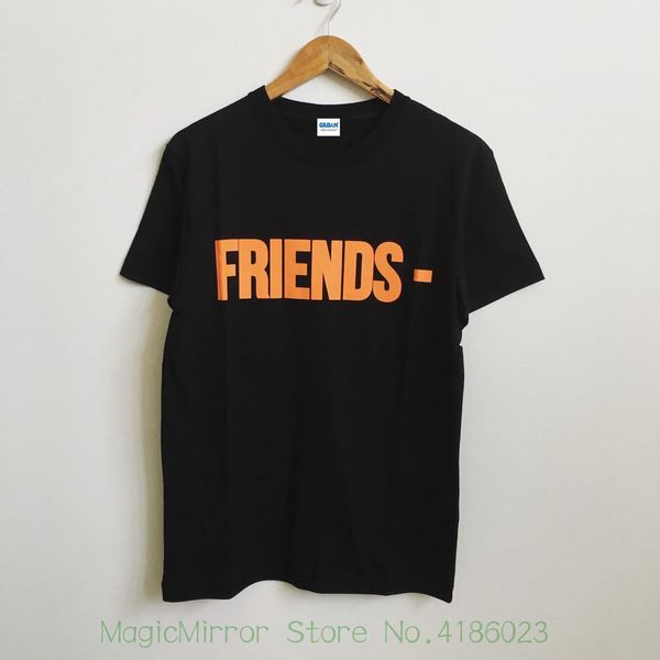 

Новый логотип Vlone Tee Logo Черная и оранжевая футболка Asap Mens T-shirt Summer O Шея Хлопок