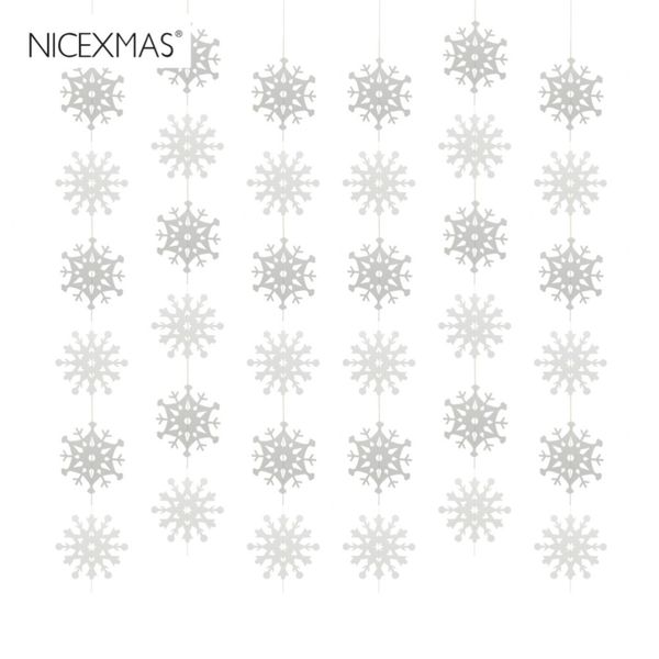 Nicexmas Ceiling Hanging Paper Snowflake Ornaments For Wedding Christmas Birthday Party Decorations White Christmas Decoration Accessories Christmas