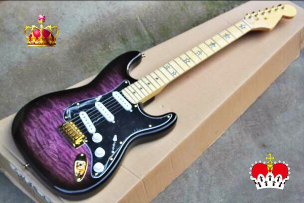 

price gyst-1030 transparent purple tiger stripes gold hardware st electric guitar, be customized, ing