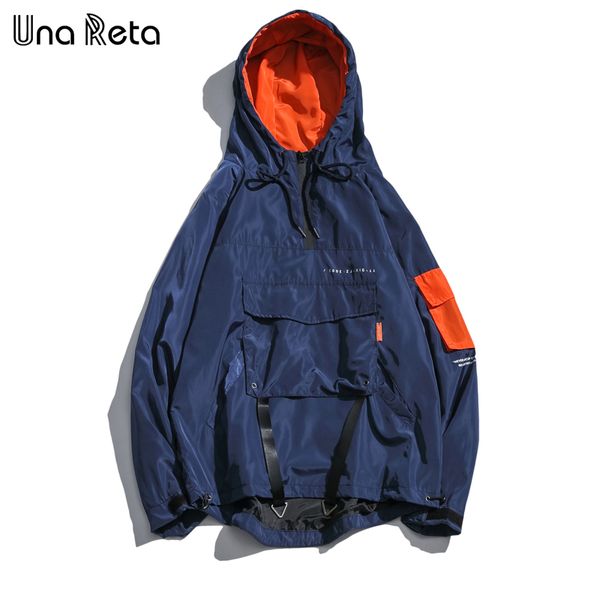 

una reta hoodie jackets men 2018 autumn new casual mens pocket design streetwear coat hip hop windbreaker jacket coats man, Black;brown