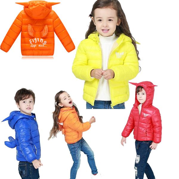 

2-8 year old child cartoon angel wing feather down winter coat, boy's and girl's light warm down jacket, Blue;gray