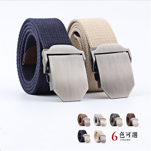 

new men canvas tactical belt male casual outdoor woven knitted strip belt nylon automatic buckle belts, Black;brown