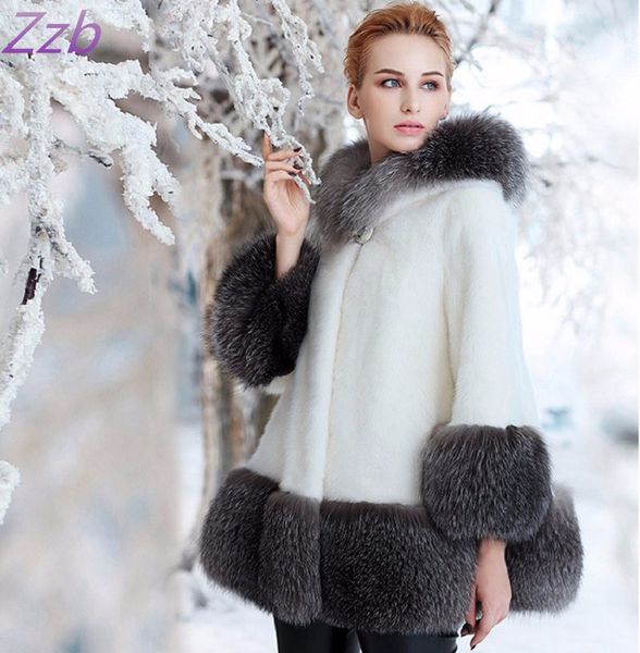 

new fashion special offer import european fashion winter women faux mink fur luxurious artificial fox fur coat, Black