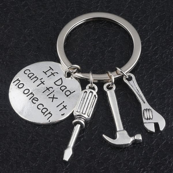 

father's day gifts keychain if dad can't fix it no one can love dad father's car keyring pendant fashion jewelry, Silver