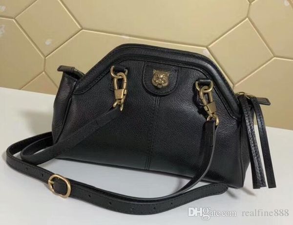 

Aaaaa 524620 29cm re belle mall genuine oft leather houlder bag zipper clo ure metal feline head come with du t bag box