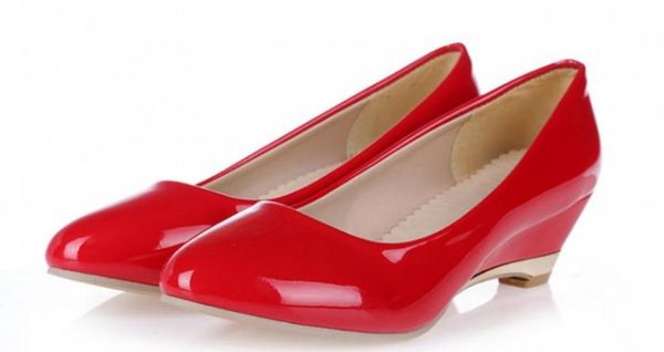 

women's shoes spring and autumn slope heel pointed end@962, Black
