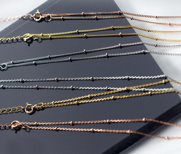 

925 solid sterling silver fashion jewelry tiny bead choker chain necklace for women a2878, Golden;silver