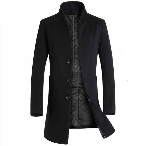 

nice winter men casual wool trench coat business thick slim overcoat jacket male warm men jackets overcoat erkek mont w84jk, Black