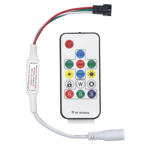 

edison2011 wireless mini rf controller with 14 keys wireless remote for dc5v ws2812 dc12v ws2811 dream color led strip light 50pcs