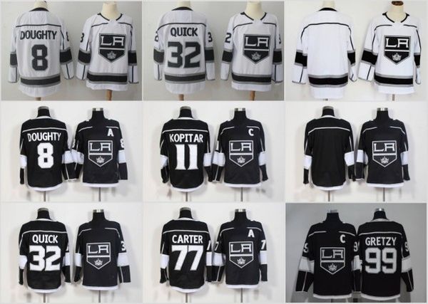 

2019 Los Angeles Hockey 8 Drew Doughty 11 Anze Kopitar 32 Jonathan Quick 77 Jeff Carter Jerseys Stitched Black White