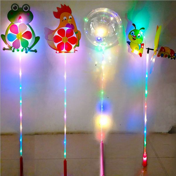 Crianças LED Dos Desenhos Animados Windmill Brinquedos Coloridos Pinwheel Night Luzes Flor cão Pet Crianças Brinquedo Bebê Meninos Meninas Fã Decoração De Decoração