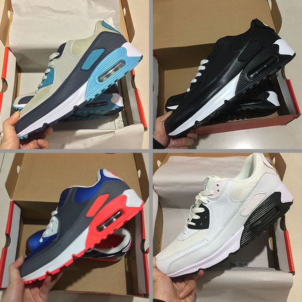 

NIKE Air Max 90 ГОРЯЧИЕ Кроссовки мужские классические Ultra mens shoes Мужчины и женщины Кроссовки Черный Красный Белый Спортивный тренер Подушка Поверхность Breathable Спортивная обувь