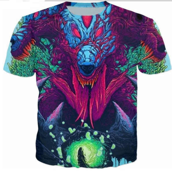 

wholesale-fashion mens/womens summer style hyper beast funny 3d print casual t-shirt dxr00258, White;black