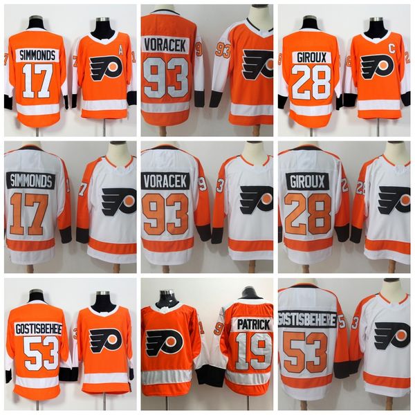 

2017-2018 Philadelphia Flyers 17 Wayne Simmonds 28 Claude Giroux 53 Shayne Gostisbehere 93 Jakub Voracek 19 Nolan Patrick Hockey Jerseys