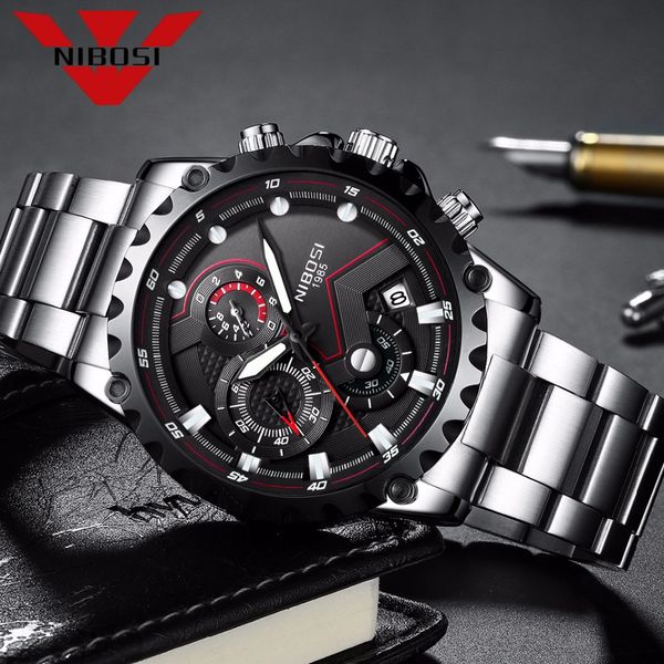 

nibosi men large face dial sports watches men's outdoor fashion army watch quartz wristwatches hiking traveling style, Slivery;brown
