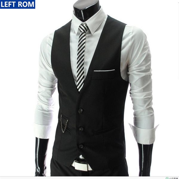 

mens suits vest left rom male suit waistcoat slim men business gentleman clothing 2017 fashion casual size m  xl 2xl, Black;white