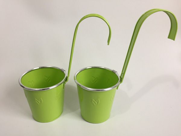 

d10xh26cm excellent quality iron hanging basket metal planter tin flower pot hook planter colorful balcony hook planters