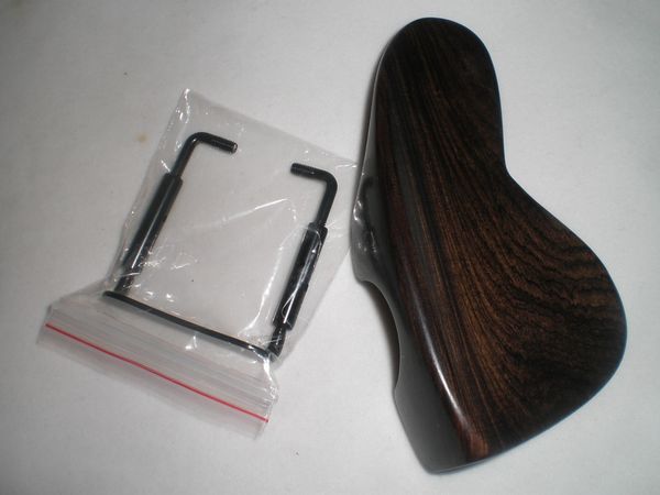 

undyed ebony fiddle chin rest with 1 pc black color screw all in 4/4 without holes
