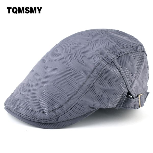 

visor caps men's berets solid color peaked cap breathable flat boina hats spring autumn hats for men gorras planas, Blue;gray