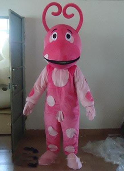 

2018 a pink insect mascot costume with white spots for sale, Red;yellow