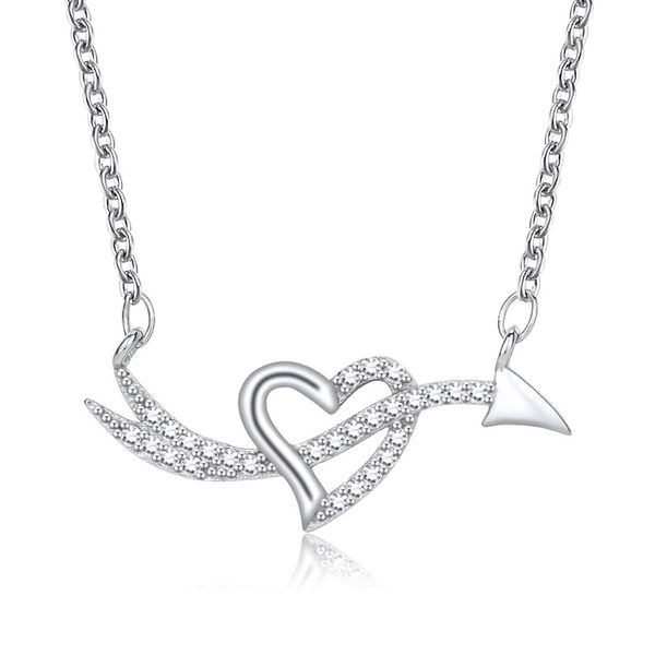 Collana con ciondolo a forma di cuore S925 placcato argento con strass, diamanti, moda classica, gioielli regalo di Natale di San Valentino