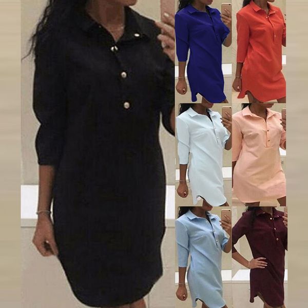 

vestidos celmia women shirt dress 2018 summer tunic casual buttons long sleeve mini dresses mujer asymmetric long shirt, White;black