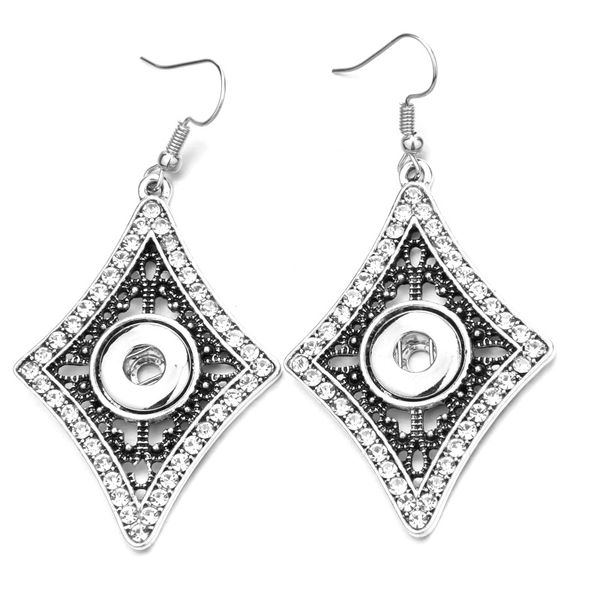 

noosa snap button jewelry crystal 12mm snap button earrings fashion women snaps jewelry, Silver