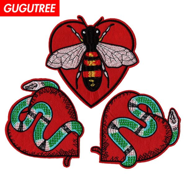 

gugutree embroidery snake bee patches cartoon patches badges applique patches for clothing sp-41, Black