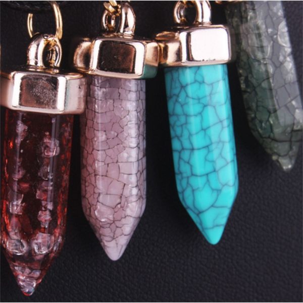 

necklace stone drusy black prism stainless pendant chain natural hexagonal bullet steel lava diffuser necklace jewelry csnpk