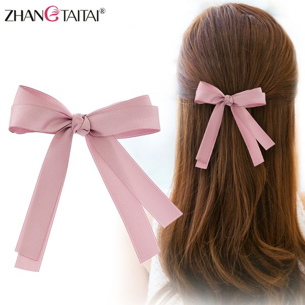 

zhangtaitai 1 pcs big hair bow girls solid ribbon hair bows with clip boutique clip hairpin accessories kids hairpin, Golden;white