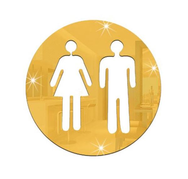 

home décor 3d mirror sticker funny wc toilet door entrance sign men women bathroom diy wall sticker decals bar home decor