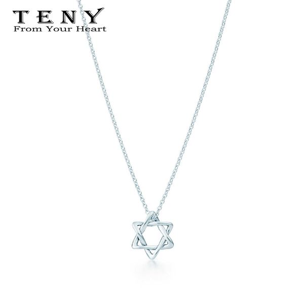 

teny fashion charm 100% sterling silver highhave logo quality star of david pendant women jewelry mail