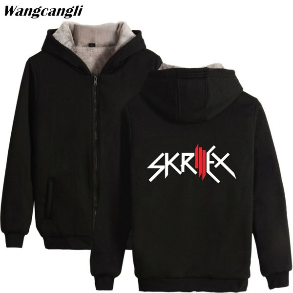 

wangcangli size 4xl dj singer skrillex and jack u fashion o-neck long sleeve warm thick hoodies and sweatshirt with zipper, Black