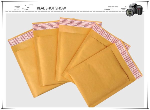 Più nuovo 3.9 * 7.8 pollici 100 * 200mm + 40mm Kraft Bubble Mailers Buste Avvolgere Borse Busta imbottita Mail Packing Pouch Spedizione gratuita