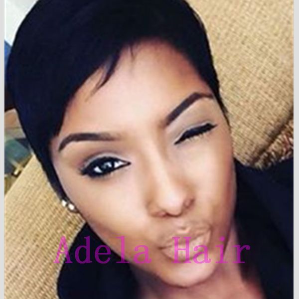 Cheap Cute Wigs Cosplay Short Side Bang Wigs For Female Pixie Cut
