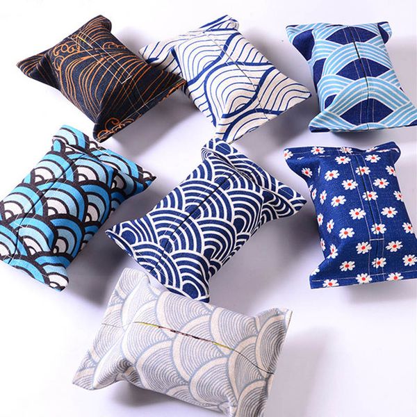 

doreenbeads cotton linen tissue case ocean style flower wave pattern napkin tissue box room table office car deco 18*24cm 1pc