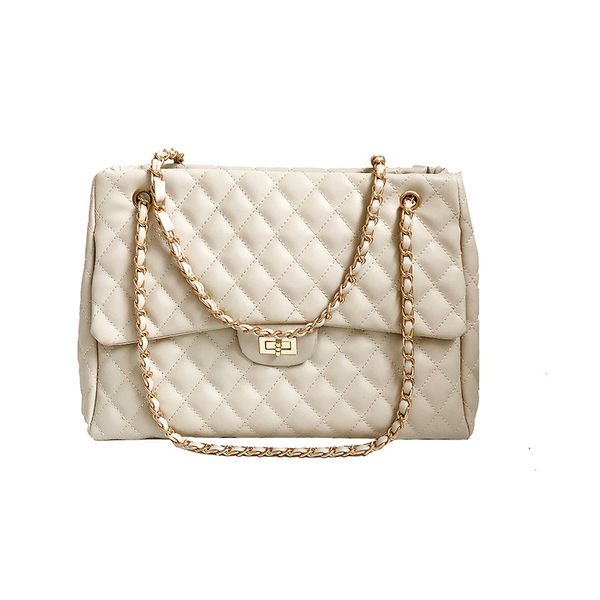 

TTOU Fashion Women Large Handbag Quilted Chain Shoulder Bag Ladies Luxury PU Leather Handbag Plaid Casual Tote Female