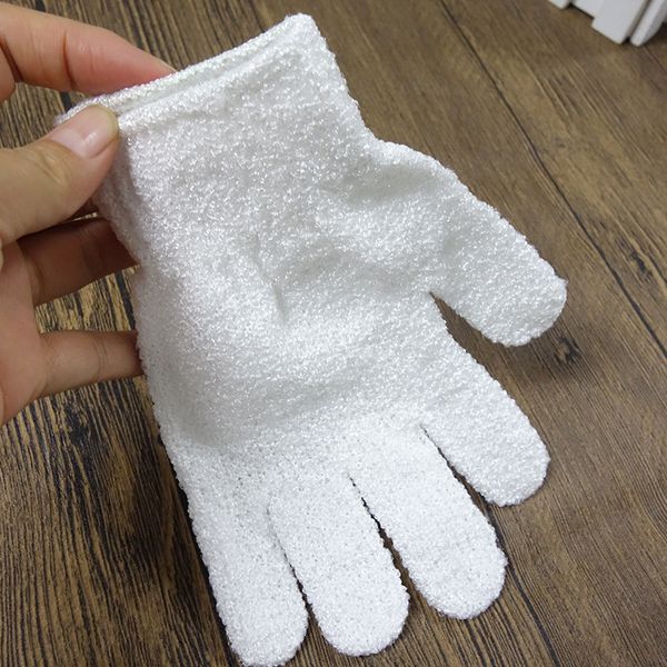 

white nylon shower bath gloves exfoliating wash skin spa massage
