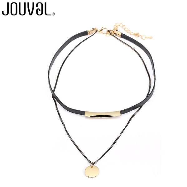 

весь salejouval мода колье ожерелье женщины цепи черный кожаный воротник заявление ожерелья колье шеи готический татуировки ювелирные издели, Golden;silver